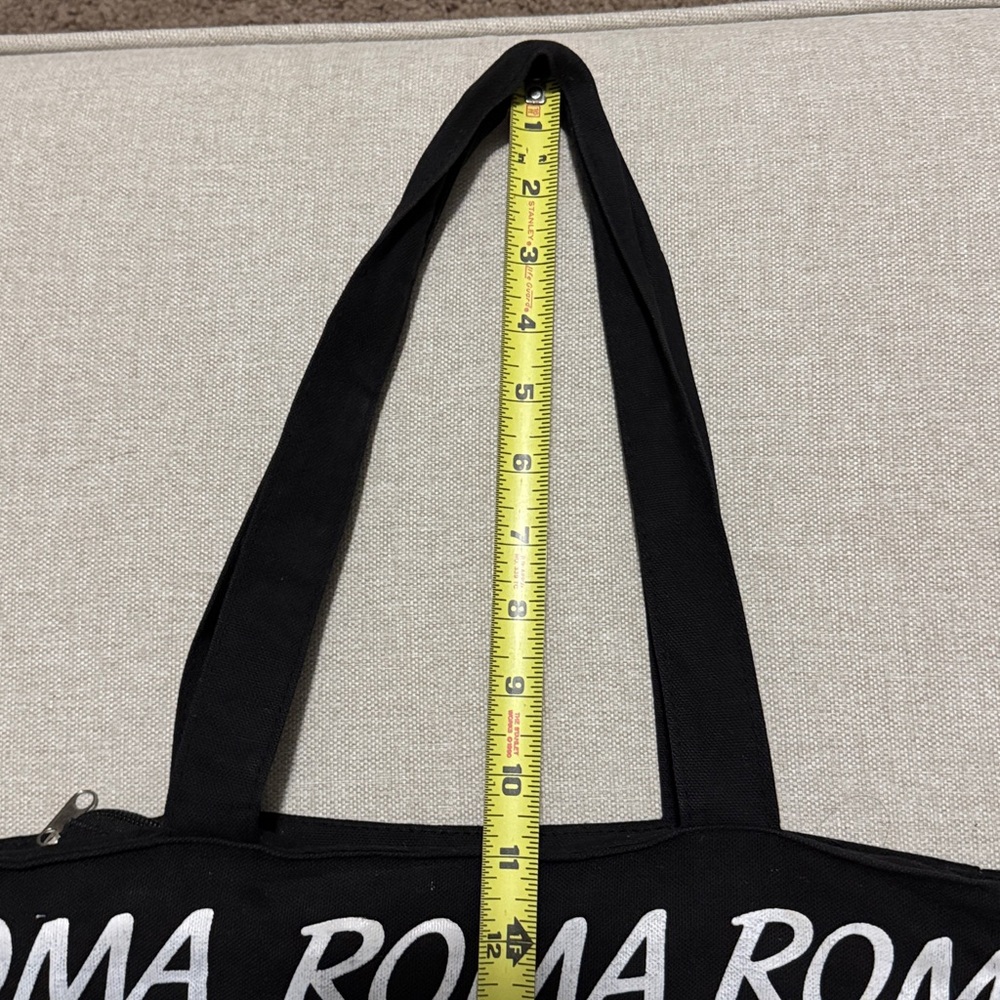 Roma Italia Souvenir Cotton Tote Bag-Zip Top-Black/White/Red - Picture 8 of 16